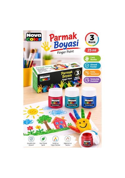 Parmak Boya 3 Renk 1 Adet Nova Color 25 Ml 3 Lü Parmak Boyası Resim Dersi Su Bazlı Resim Okul Öncesi Kreş Anasınıfı Çok Renkli Parmak Boya 3 Renk 1 Adet Nova Color 25 Ml 3 Lü Parmak Boyası Resim Dersi Su Bazlı Resim Okul Öncesi Kreş Anasınıfı Çok Renkli