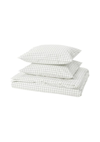 Ikea Doftakleja Çift Kişilik Nevresim Takımı 220 X 240 Cm Beyaz - Gri