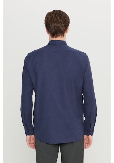 Altınyıldız Classıcs Erkek Lacı Pamuklu Slim Fit Dar Kesim Düğmeli Yaka Diagonal Desenli Flanel Gömlek