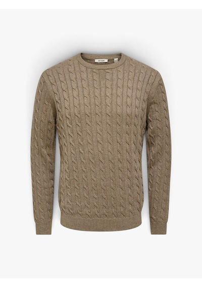 Only & Sons Onslouı Reg 12 Cabel Crew Knıt Noos Erkek Kahverengi Kazak - Os22033762