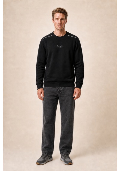 Redline Qwen Bisiklet Yaka Regular Fit Kışlık Sweatshirt Siyah