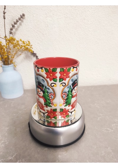 Yılbaşı Temalı Kupa Bardak Model-01 Kabartma Efektli Kardan Adam Çok Renkli