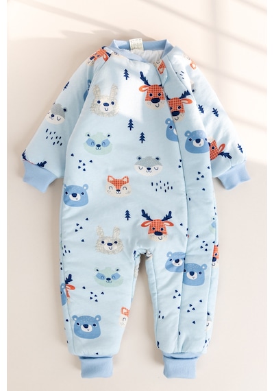 Babymod Ayıcık Desenli 2,5 Tog Elyaf Dolgulu Premium Kalite Kız Erkek Çocuk Uyku Tulumu Mavi