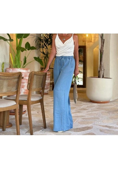2418 Kadın İnce Yazlık Jeans Kot Denim Pantolon Mavi