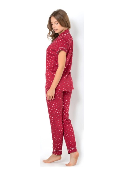 Miorre Doremi Burgundy Heart Kısa Kollu Pijama Takımı 001