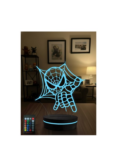 3d Örümcek Adam Led Gece Lambası Rgb Kumandalı Dekoratif Masa Lambası Çok Renkli