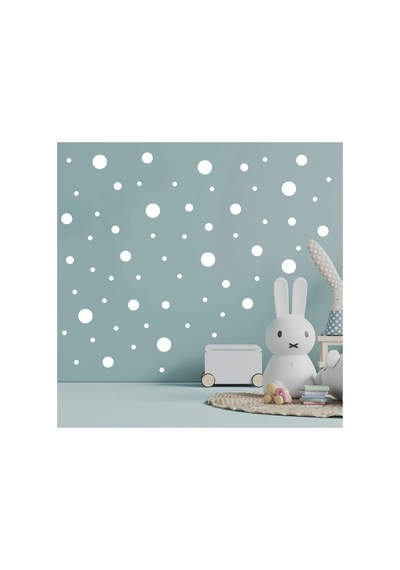 Premium Beyaz Yuvarlak Puantiye Duvar Sticker Seti 180 Adet 1,3 7,6 Cm Çeşitli Ebatlarda Dekoratif Wall Decals