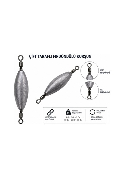 Avlivari Çift Taraflı Fırdöndülü Kurşun 15 Gr 2'li Paket-10288 - Standart