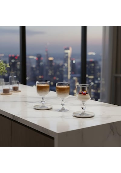 Lexroo 3 Lü Cam Ayaklı Kadeh Seti 280 Ml Şeffaf Tatlı Ve İçecek Kadehi