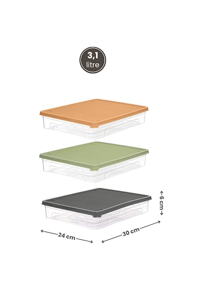 3 Lü Geniş Buzdolabı Düzenleyici Set, Buzluk Derin Dondurucu Buzdolabı İnce Saklama Kabı 3x3100ml Çok Renkli