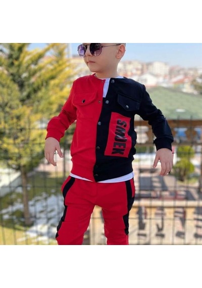 Erkek Çocuk Ceketli Kırmızı Spor Takım