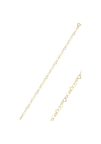 925 Ayar Gümüş Altın Kaplama Tasarım Birbirine Bağlı Kalpler Zincir Halhal Barcode Gümüş - Rose Gold