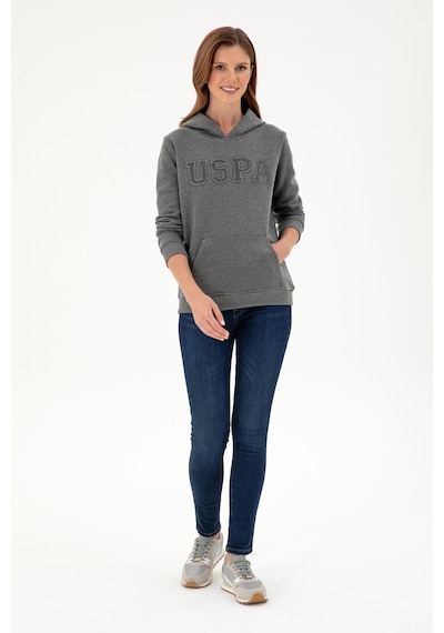 U.S. Polo Assn. Kadın Antrasit Melanj Basic Kapüşonlu Sweatshirt 50296931-VR081 U.S. Polo Assn. Kadın Antrasit Melanj Basic Kapüşonlu Sweatshirt 50296931-VR081