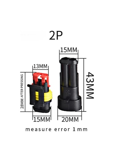 1 Adet 2 Pin Süper Seal Konnektör Su Geçirmez Oto Dişi Erkek (552489464)