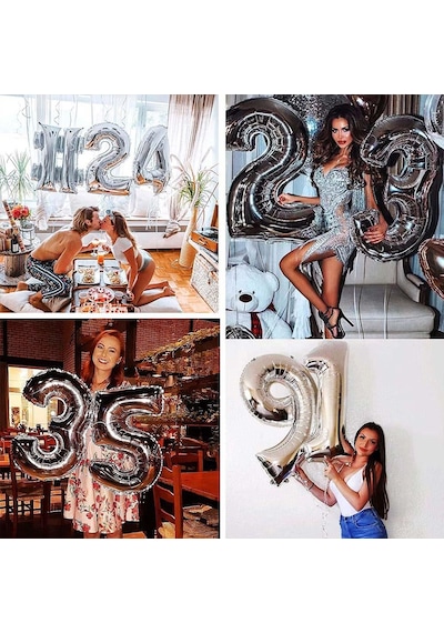 1 Bir Rakam Gümüş Folyo Balon 34" Inc 76 CM