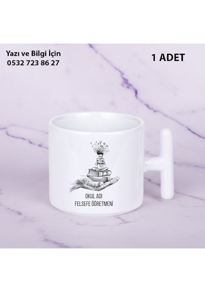 Felsefe Öğretmeni Öğretmenler Günü İçin Kişiye Özel İsim Baskılı T Kupa Bardak Öğretmene Hediyelik Beyaz
