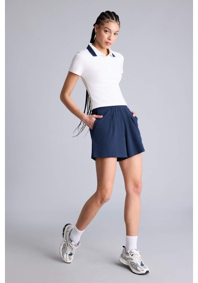 Defacto Standart Fıt Sporcu Kısa Paça Pike Şort H3269ax26spnv146 Lacivert-nv146