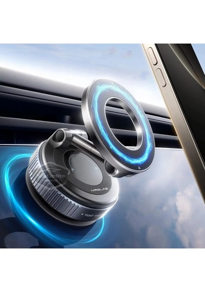 360 Ayarlanabilir Vakumlu Güçlü Manyetik Araç Telefon Tutucu Magsafe Uyumlu Vakumlu Vantuz 360 Katlanabilir Telefon Tutucu Geliştirilmiş Versiyon Siyah