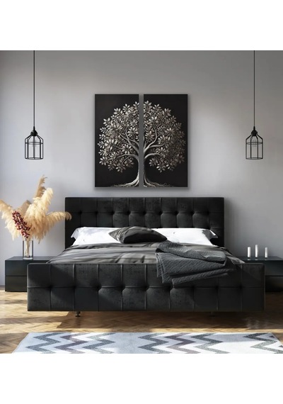 2li Eskitme Krom Ağaç Kanvas Tablo 60x120cm