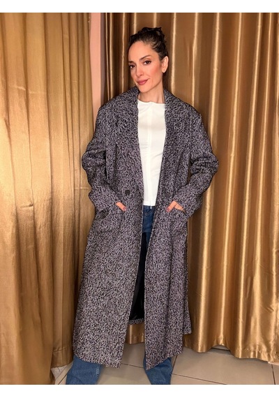 Ali Butik Siyah Exeter Balıksırtı Uzun Kaban Siyah
