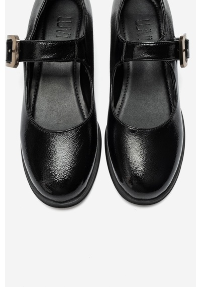Luvi Shoes Slade Siyah Kırışık Rugan Kadın Günlük Ayakkabı