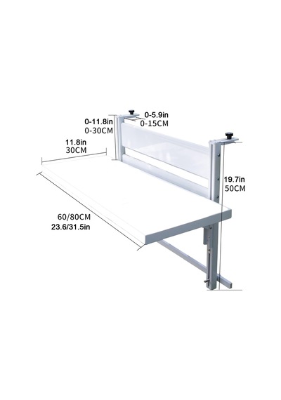 Dış Mekan Katlanır Balkon Masası, Yerden Tasarruflu Güverte Raylı Masa, Ayarlanabilir Yükseklik Veranda Bar, Kompakt Bahçe Masası, Siyah L80 G30cm / U31,5 G11,8 Diğer