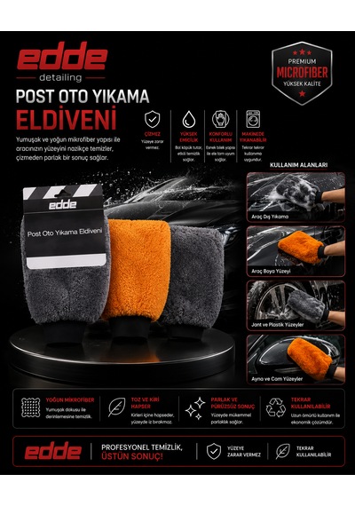 Edde Araba Araç Oto Mikrofiber Oto Yıkama Eldiveni Yıkama Eldiven Post Oto Detailing