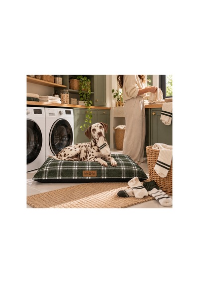 Kedi Ve Köpek Yer Minderi Üst Kalite Yıkanabilir Kılıflı Fermuarlı Boncuk Elyaf Kaydırmaz Taban Kedi Ve Köpek Yatağı Yeşil Ekose 1717175397