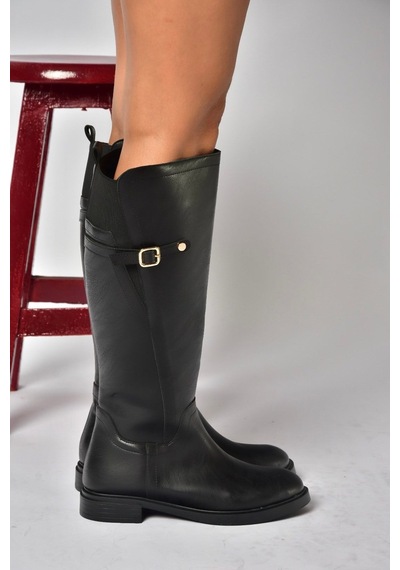 Fox Shoes Z973552209 Siyah Düz Tabanlı Kadın Çizme