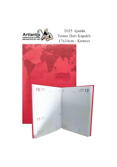 2025 Ajanda Ciltli Termo Kapak 1 Adet 17x24 Cm Ajanda 2025 Çizgili Ajanda Günlük Planlayıcı Termo Kapak 7000 Ofis Okul Kırmızı