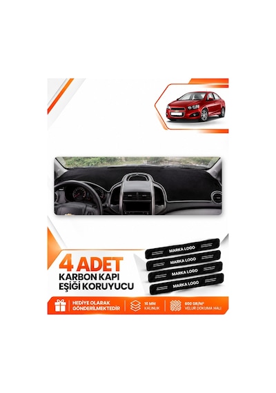 Chevrolet Aveo T300 2011-2015 Uyumlu Ön Torpido Koruma Kılıfı Halısı Koruyucu - Siyah Gri