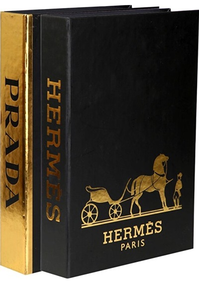 2'li Siyah Gold -herm Dekoratif Kitap Kutu