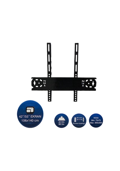 Umut 42" - 55" Tv Duvar Askı Aparatı Kilitli Ymn-4255