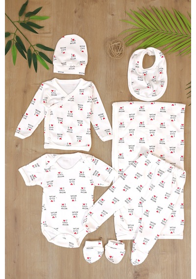 Sitilin Kız Erkek Bebek 7'li Hastane Çıkışı Seti I Love Mom Dad Kalp Desenli Yenidoğan Battaniyeli Zıbın Takımı Stl7299 Beyaz Sitilin Kız Erkek Bebek 7'li Hastane Çıkışı Seti I Love Mom Dad Kalp Desenli Yenidoğan Battaniyeli Zıbın Takımı Stl7299 Beyaz