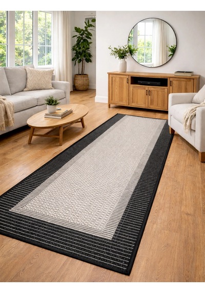 Mess Modern Dekoratif Yumuşak Dokulu Sisal Halı 3945 Gri Siyah Çok Renkli