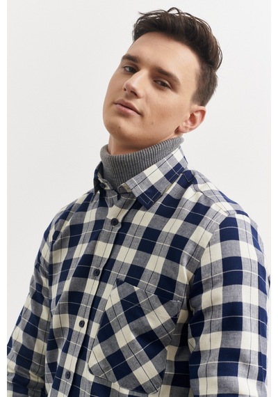 AC&Co / Altınyıldız Classics Erkek Lacivert-Bej Slim Fit Dar Kesim Düğmeli Yaka %100 Pamuk Kareli Oduncu Gömlek 4A2023100177LBJXL Lacivert - Bej AC&Co / Altınyıldız Classics Erkek Lacivert-Bej Slim Fit Dar Kesim Düğmeli Yaka %100 Pamuk Kareli Oduncu Gömlek 4A2023100177LBJXL Lacivert - Bej