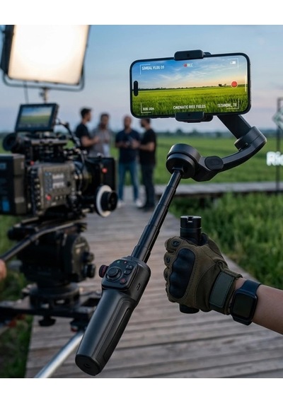 Profesyonel Telefon Video Sabitleyici Gimbal Stabilizer Vlog Aparatı