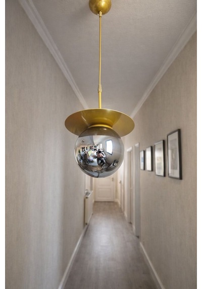 Ömür Avize Tırtıl Eskitme Gold Kasa Globe Camlı Sarkıt Avize Beyaz