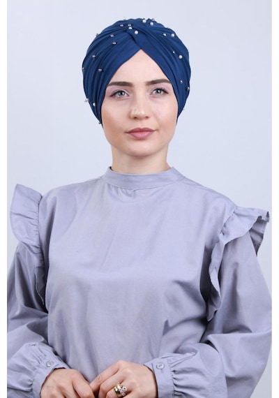 Melodi Scarf Kadın Tesettür İncili Taşlı Vera Dış Bone Mavi Saks Mavisi Melodi Scarf Kadın Tesettür İncili Taşlı Vera Dış Bone Mavi Saks Mavisi