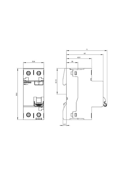 Siemens Monofaze Kaçak Akım Rölesi 2X40 Amper 300Ma