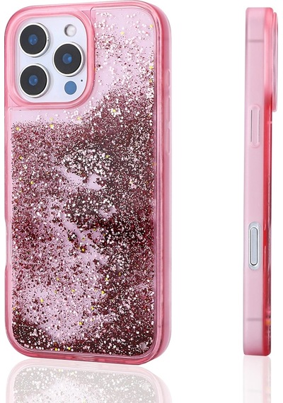 Apple iPhone Uyumlu 16 Pro Max Kılıf Sıvılı Simli Şeffaf Arka Yüzey Zore Keto Silikon Kapak Çok Renkli