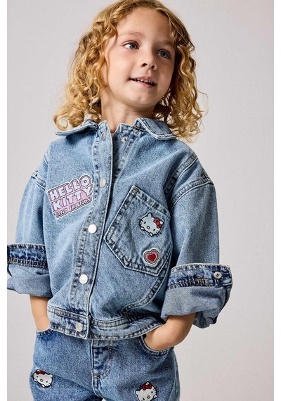 Defacto Hello Kitty Nakışlı Düğmeli Jean Ceket Kız Bebek I1184a526aunm28 Mavi-nm28