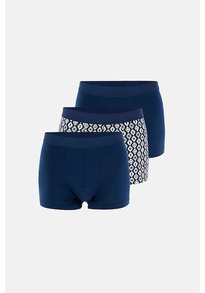 Dagi Erkek Lacivert 3'lü Desenli Pamuklu Boxer- 5210ll