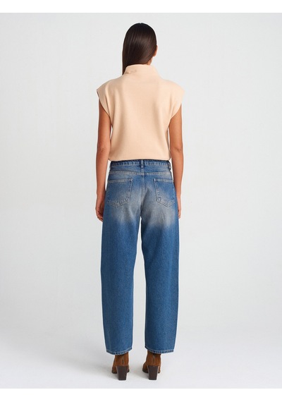 Dilvin 71729 Dikişi Dönük Denim Balon Pantolon Tint