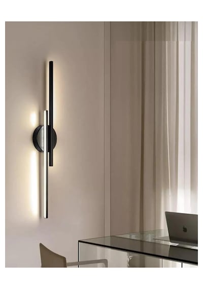 Sare Aplik Siyah Renk Gün Işığı Ledli Banyo Mutfak Duvar Aplik Siyah