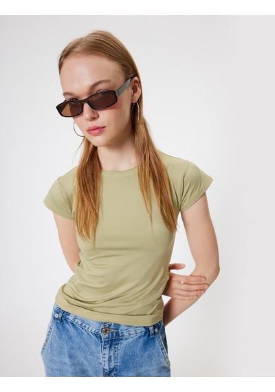 Koton Basic Tişört Bisiklet Yaka Kısa Kap Kol Slim Fit Haki 4sal10853ık Haki Koton Basic Tişört Bisiklet Yaka Kısa Kap Kol Slim Fit Haki 4sal10853ık Haki