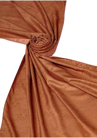 Mim Eşarp Leila Çift Taraflı Jakarlı Desenli İpeksi Şal 75x190 Cm Tarçın - Somon