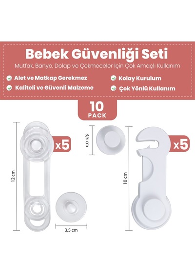 10 Adet Çocuk Güvenliği Çok Amaçlı Kilit ve Kapak Emniyet Seti Çok Renkli 10 Adet Çocuk Güvenliği Çok Amaçlı Kilit ve Kapak Emniyet Seti Çok Renkli