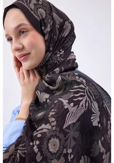 Silk Home Viskon Mayda Şal Koyu Gri Zeminli Ton Sür Ton Desenli Yumuşak Dokulu 190x70 Çok Renkli