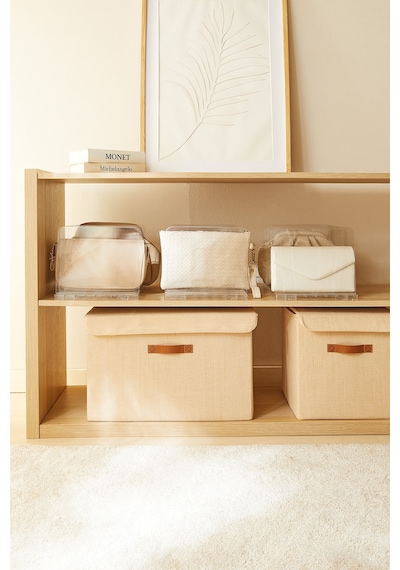 Ocean Home Textile 3'lü Ayarlanabilir 4 Bölmeli Şeffaf Raf Düzenleyici Set 36 X 24 X 21 Cm